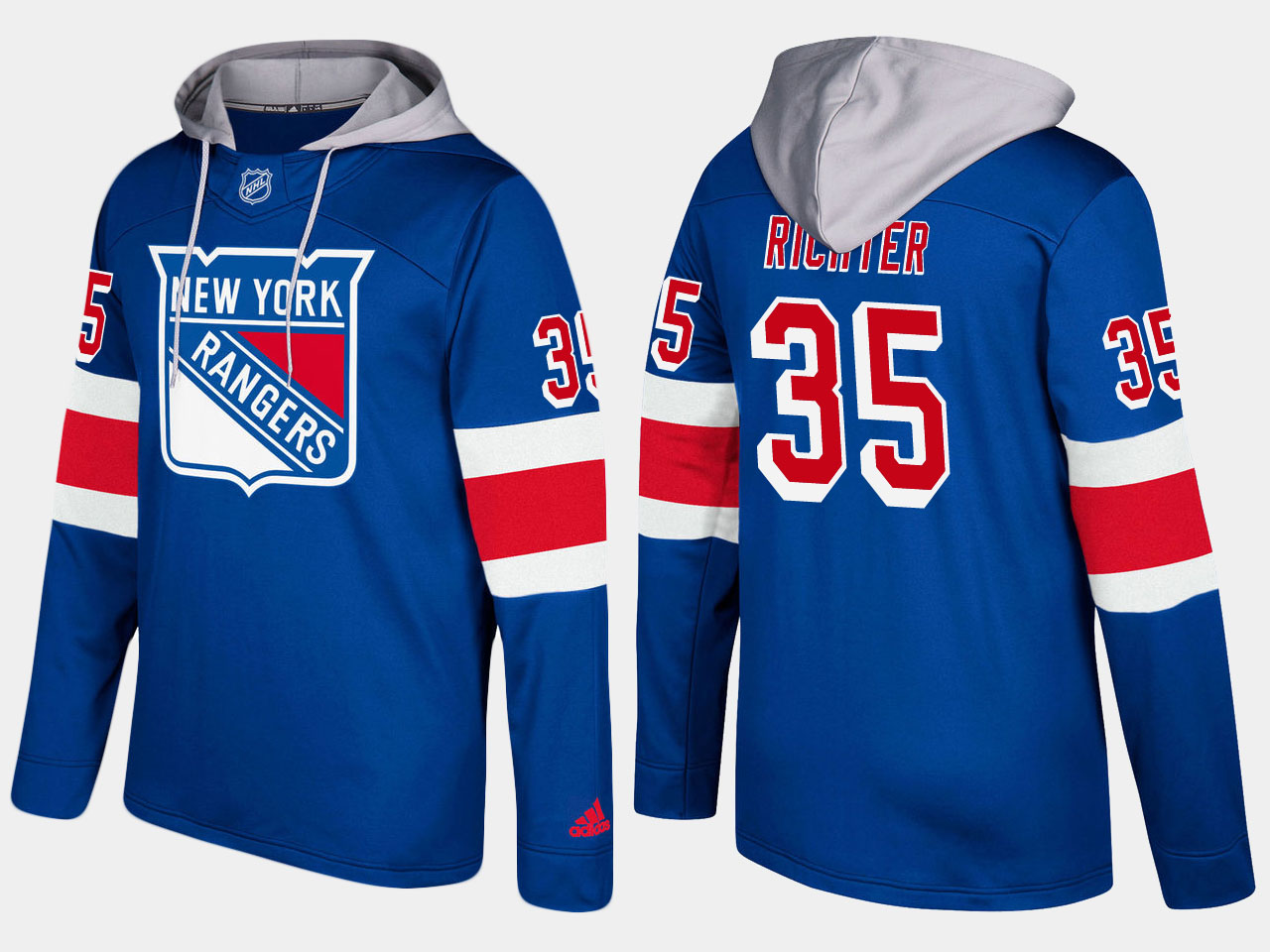 Men NHL New York rangers 35 retired mike richter blue hoodie